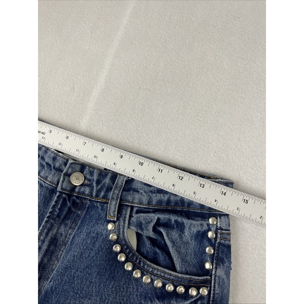 REFORMATION Cary Studded High Waist Slouchy Wide Leg Jean Chesapeake Sz 28 - Picture 6 of 8